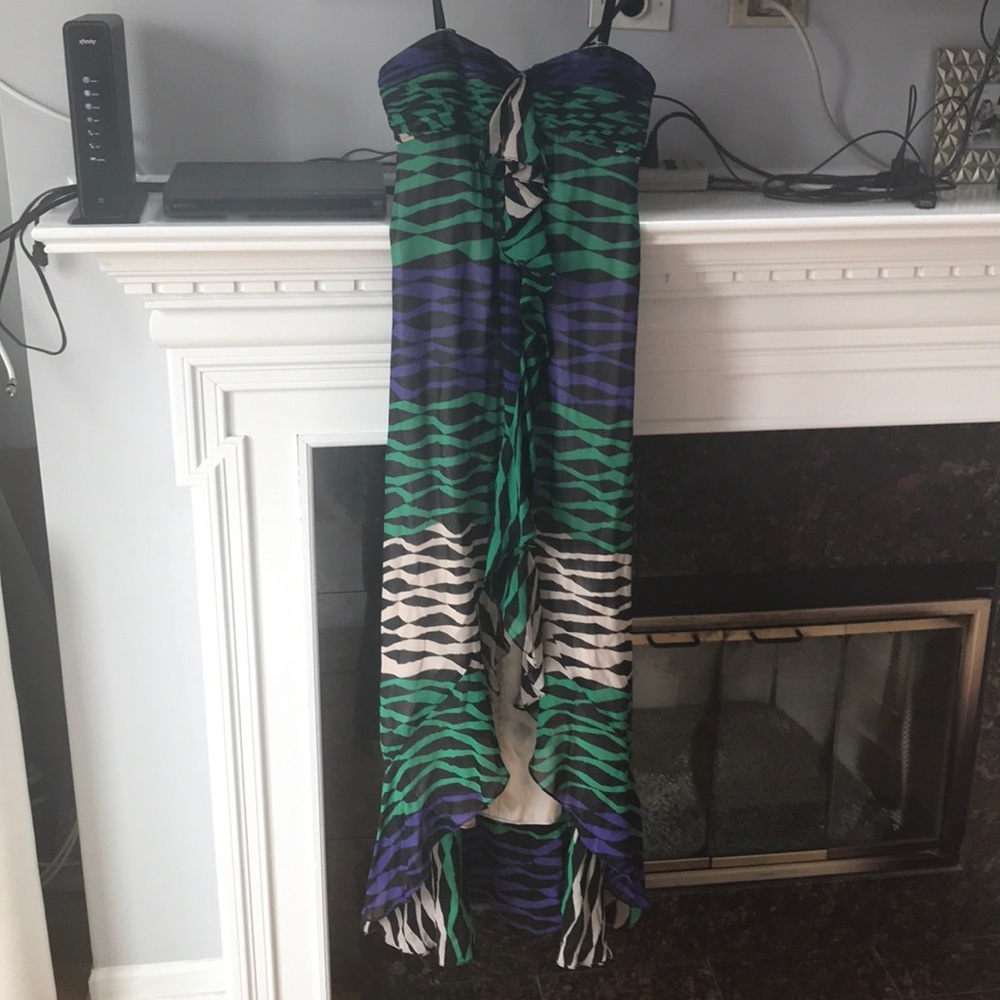 Bcbg Silk Chiffon Maxi Dress Multi Size 0